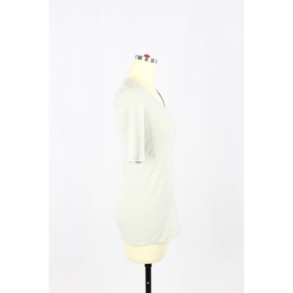 WHITE + WARREN Grey Cotton Modal Jersey Scoop Neck Half Sleeve T-Shirt, Size XS - Picture 2 of 13